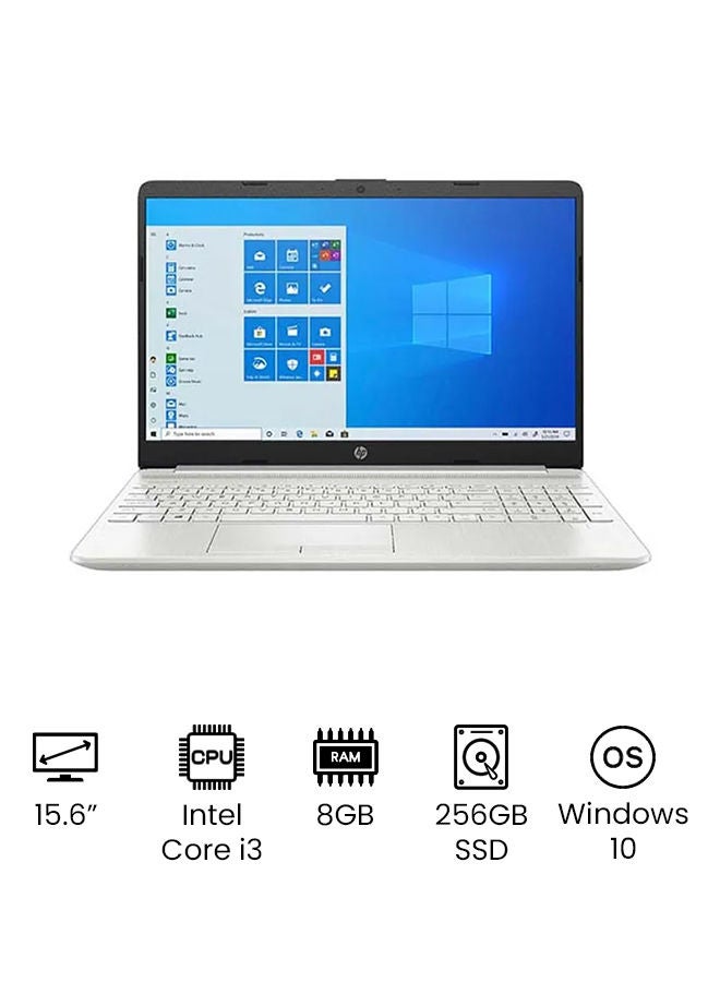 HP 15-dw 3033dx (Upgraded Version) Laptop With 15.6-Inch Full HD Display, 11th Gen Core i3-1115G4 Processor/8GB RAM/256GB SSD/Intel UHD Graphics/Windows 10 English/Arabic Silver - Image 1