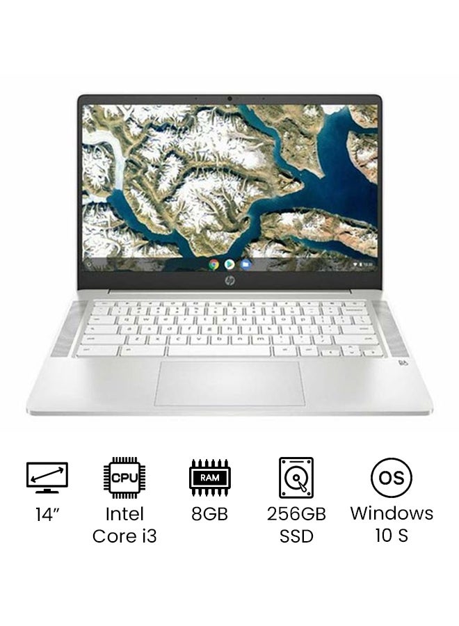 HP 14-DQ1077wm (Upgraded Version) Laptop With 14-Inch HD Display, Core i3-1005G1 Processer/8GB RAM/256GB SSD/Intel UHD Graphics/Windows 10S /International Version English/Arabic silver - Image 1