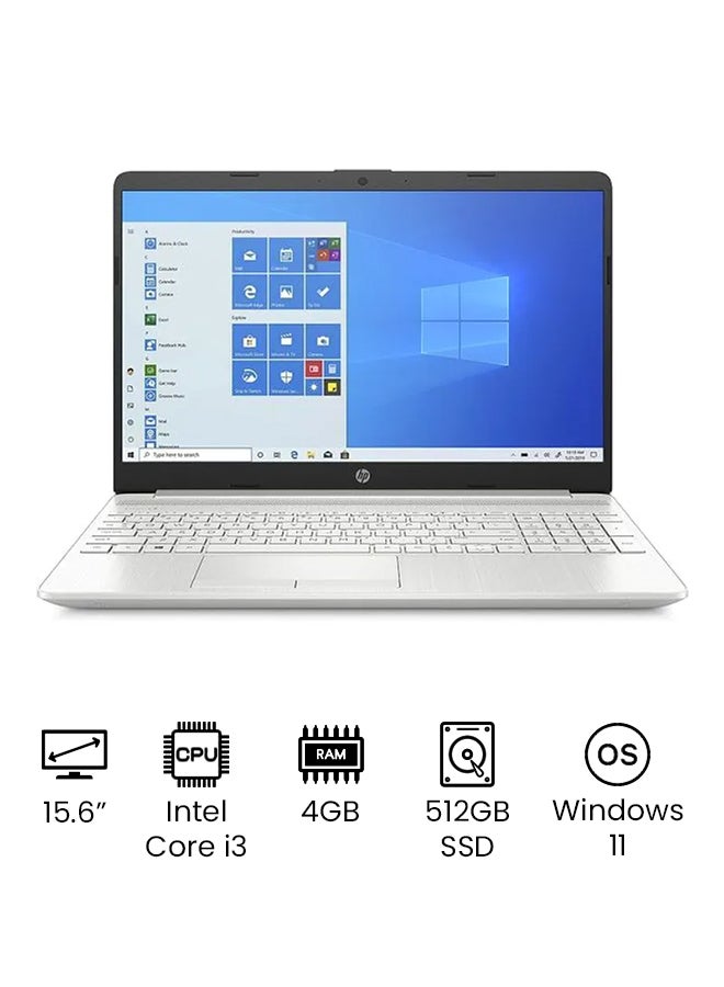 HP Newest Slim 15DY 3033DX Professinal And Business (Upgraded Version) Laptop With 15.6-Inch FHD Display, Core i3-1115G4 Processor/12GB RAM/512GB SSD/Intel Iris Plus Graphics/Windows 11/International Version English/Arabic Silver - Image 1