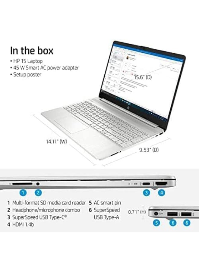 HP 2022 Newest Laptop With 15.6-Inch Display, Intel Core i5-1135G7 Processor/32GB RAM/2TB SSD/Intel Iris XE Graphics/Windows 11 English/Arabic Silver - Image 3