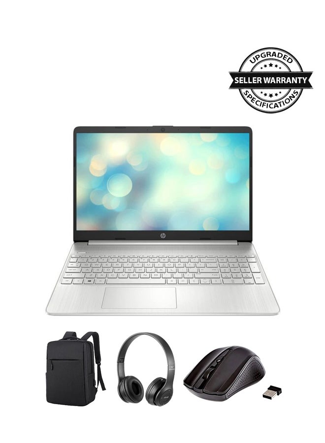 HP 2023 Newest 15s (Upgraded Version) Laptop With 15.6-Inch Display, Core i7-1355U Processor/16GB RAM/1TB SSD/Intel Iris Xe Graphics/Windows 11 With (Upgraded Version) Laptop Bag + Wireless Mouse + BT Headphone English/Arabic silver - Image 1