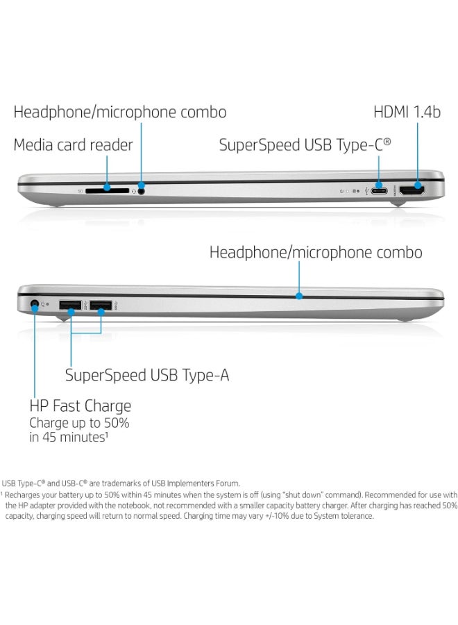 HP 15 Business (Upgraded Version) Laptop With 15.6-Inch Display,Core i3-1125G4 Processor/12GB RAM/256GB SSD/Intel Iris XE Graphics/Windows 11 English/Arabic Silver - Image 5