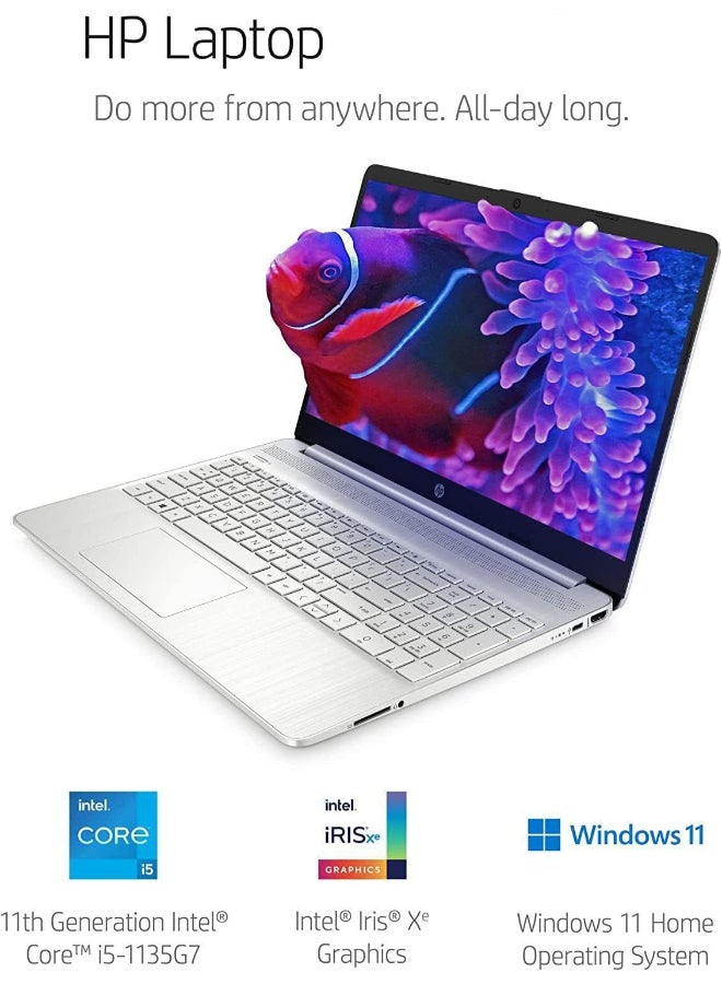 HP 15.6" FHD Display  Laptop With 15.6-Inch Display, Intel Core i5-1135G7 Processor/32GB RAM/1TB SSD/Intel Iris XE Graphics/Windows 11 Home English/Arabic Silver - Image 3
