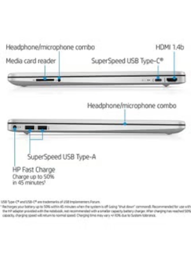 HP Newest 15 (Upgraded Version) Laptop With 15.6-Inch Display, Celeron N4120 Processor/16GB RAM/256GB SSD/Windows 11 Best For Students + FREE Accessories + Bag + Mouse + Flash 32GB + Headset English/Arabic Silver - Image 5