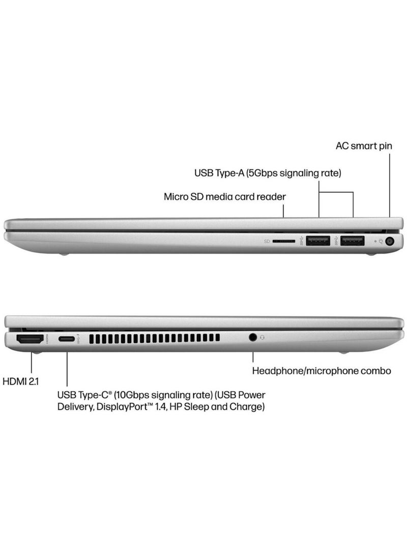HP Envy X360 14-es1023dx (Upgraded Version) Touchscreen Laptop With 14-Inch FHD IPS Display, Core 7-150U Processor/16GB RAM/ 512GB SSD/Intel Iris Xe Graphics/Windows 11 English/Arabic silver - Image 4