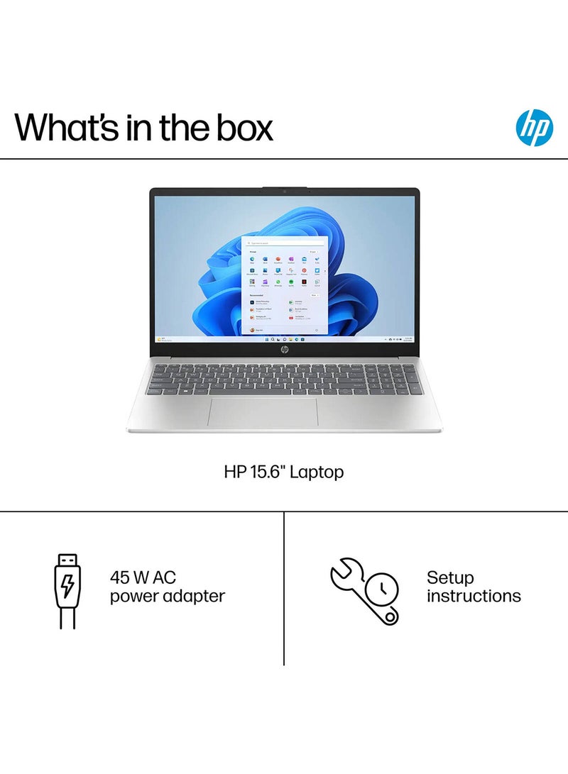 HP 15-FD0107DX Laptop With 15.6-Inch Full HD Display, Core i7-1255U Processor/16GB RAM/512GB SSD/Intel Iris xe Graphics/Windows 11 Home English/Arabic Natural Silver - Image 3