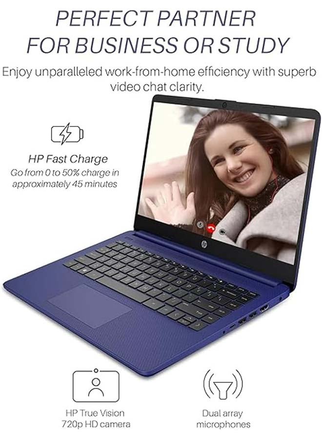 HP 2024 Newest 14s Slim (Upgraded Version) Laptop With 14-Inch Display, Pentium Silver N5030 Processor/4GB RAM/128GB SSD/Intel UHD Graphics 605/Windows 11 English/Arabic Blue - Image 4