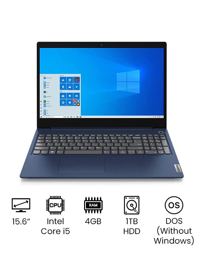 Lenovo IdeaPad 3 (Upgraded Version) Laptop With 15.6-Inch Full HD Display, 11th Gen Core i5 1135G7 Processer/4GB RAM/1TB HDD/Intel UHD Graphics/DOS (Without Windows) /International Version English/Arabic Abyss Blue - Image 1