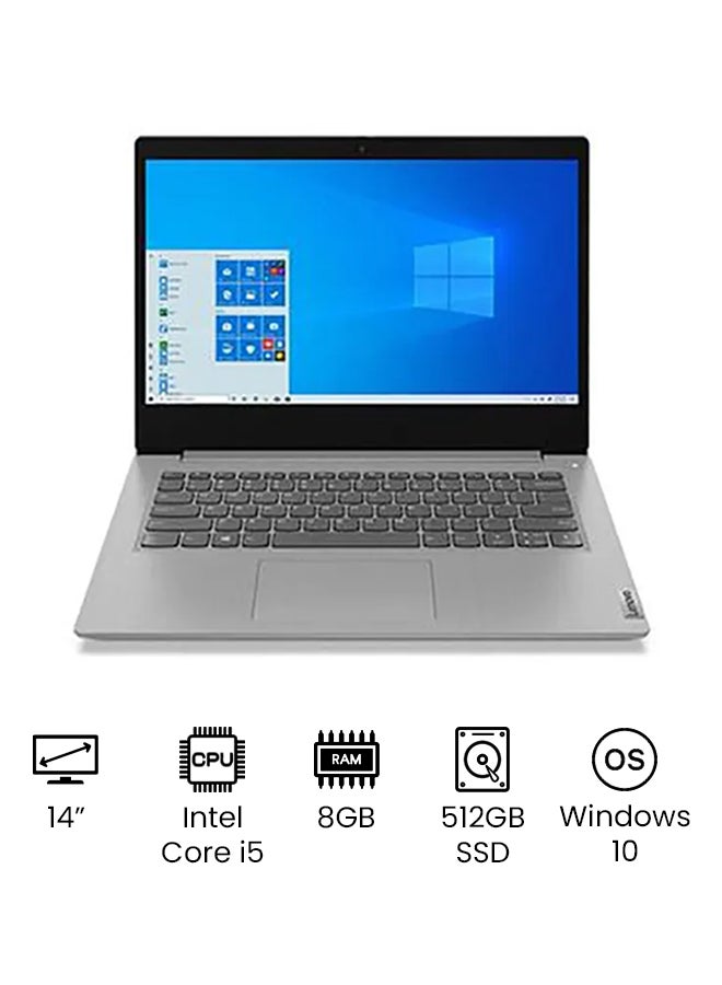 Lenovo Ideapad 3 14IIL05 (Upgraded Version) Laptop With 14-inch Full HD Display, Intel 10th Gen Core I5-1021U Processer/ 8GB RAM / 512GB SSD / Intel UHD Graphics/Windows 10 /International Version English/Arabic Platinum Grey - Image 1