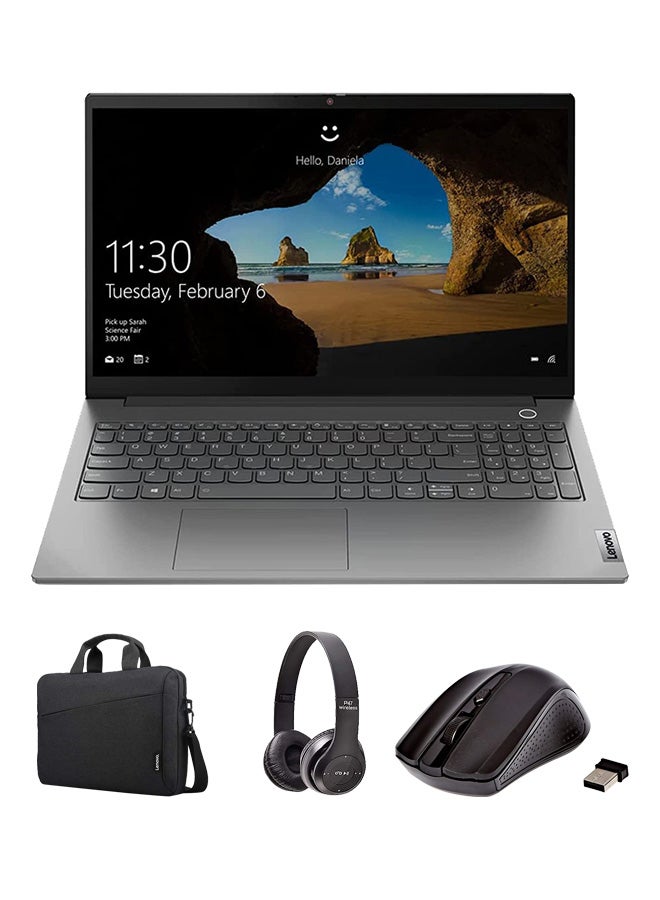 Lenovo ThinkBook 15 G2 Business (Upgraded Version) Laptop With 15.6 Inch Display, Core i5-1135G7 Processor/8GB RAM/512GB SSD/Intel Iris XE Graphics/Windows 11 Pro With (Upgraded Version) Laptop Bag + Wireless Mouse + BT Headphone English/Arabic Grey - Image 1