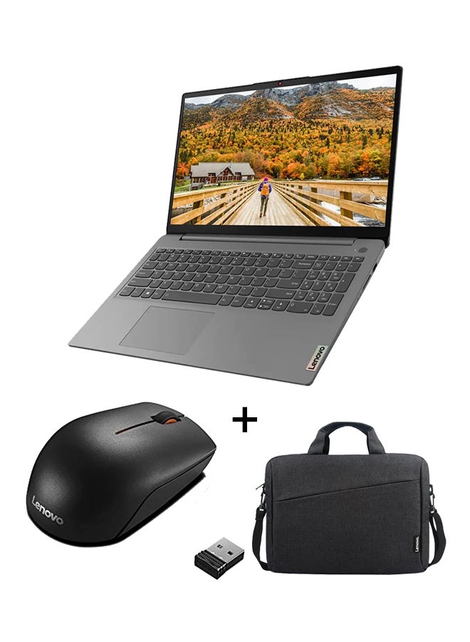 Lenovo IdeaPad 3 (Upgraded Version) Laptop With 15.6-Inch Display, Core i7 1255U Processor/16GB RAM/512GB SSD/Intel Iris Xe Graphics/Windows 11 With T210 15.6 Inch Toploader (Upgraded Version) Laptop Bag + Wireless Mouse English/Arabic Arctic Grey - Image 1