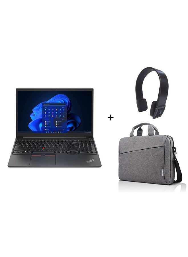Lenovo ThinkPad E15 (Upgraded Version) Laptop With 15.6-Inch Display, Core i7 1255u Processor/16GB RAM/1TB SSD/Intel Iris XE Graphics/Windows 11 Pro With Wireless Bluetooth Headset And (Upgraded Version) Laptop Bag English/Arabic Black - Image 1