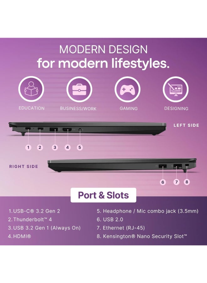 Lenovo ThinkPad E16 Laptop With 16-Inch Display, Intel Core i5-1335U Processor/40GB RAM/1TB SSD/Intel Iris XE Graphics/Windows 11 Pro English/Arabic Black - Image 4