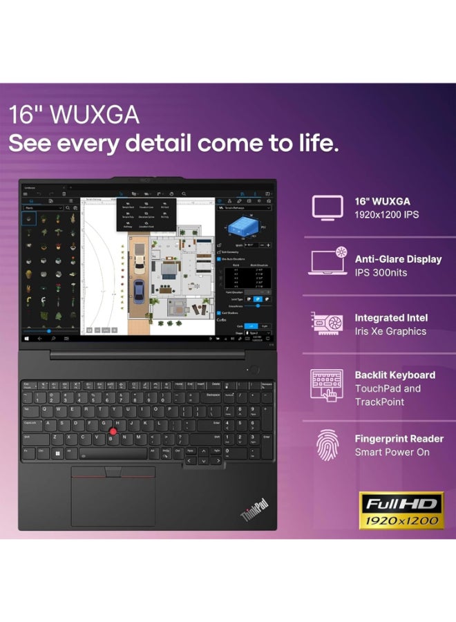 Lenovo ThinkPad E16 Laptop With 16-Inch Display, Intel Core i5-1335U Processor/40GB RAM/1TB SSD/Intel Iris XE Graphics/Windows 11 Pro English/Arabic Black - Image 3