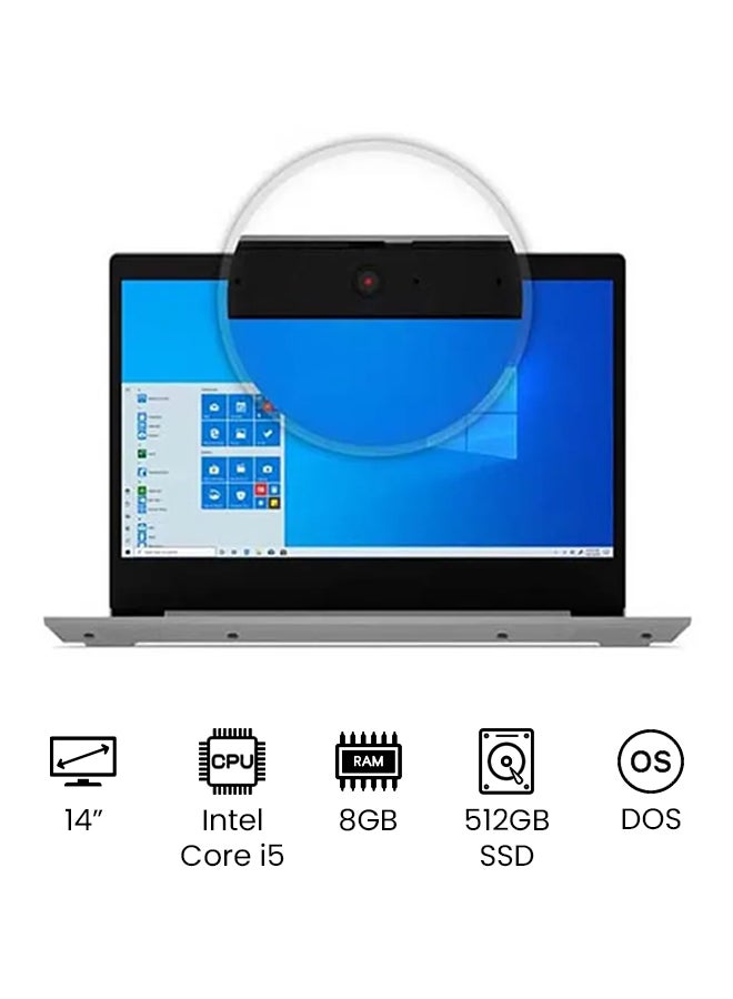 Lenovo Ideapad 3 (Upgraded Version) Laptop With 14-Inch Full HD Display, 10th Gen Core i5 1035G1 Processer/8GB RAM/512GB SSD/Intel UHD Graphics/DOS (Without Windows) /International Version English/Arabic Platinum Grey - Image 1