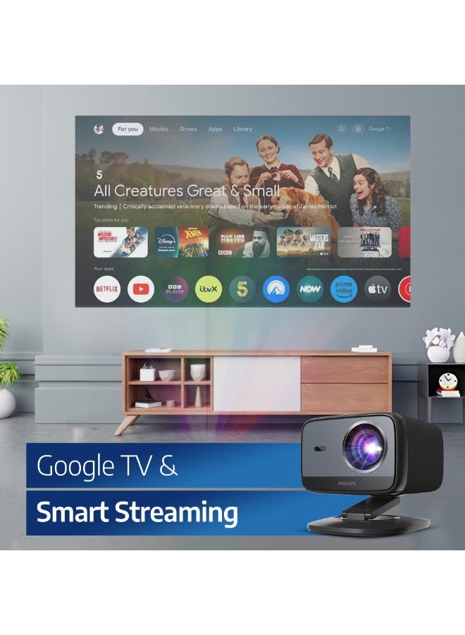 Philips Neopix 450 Smart Projector, Full HD 1920x1080p, Google TV, LED Light Source, 2x5W Stereo Speakers NPX450/INT Black - Image 5