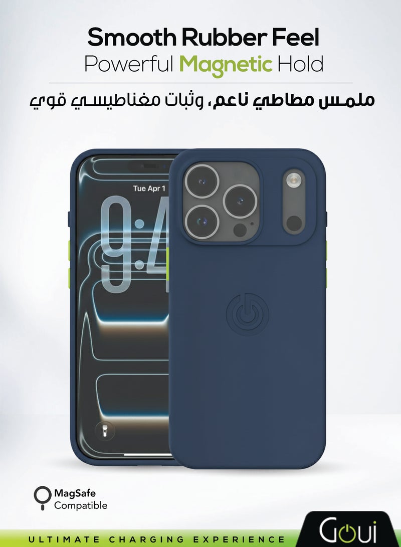 جوي كفر  ايفون 17 برو ماكس | حماية شاملة | متوافق مع MagSafe | يدعم الشحن اللاسلكي | متعدد الألوان | ملمس ناعم | تصميم مغناطيسي للتثبيت أزرق كحلي - Image 1