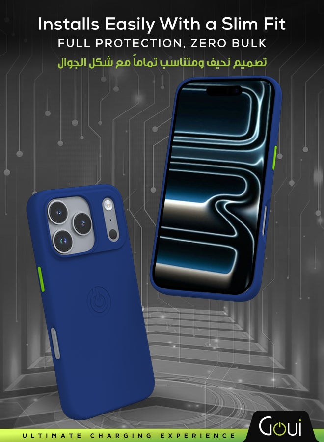 جوي كفر  ايفون 17 برو ماكس | حماية شاملة | متوافق مع MagSafe | يدعم الشحن اللاسلكي | متعدد الألوان | ملمس ناعم | تصميم مغناطيسي للتثبيت أزرق كحلي - Image 2