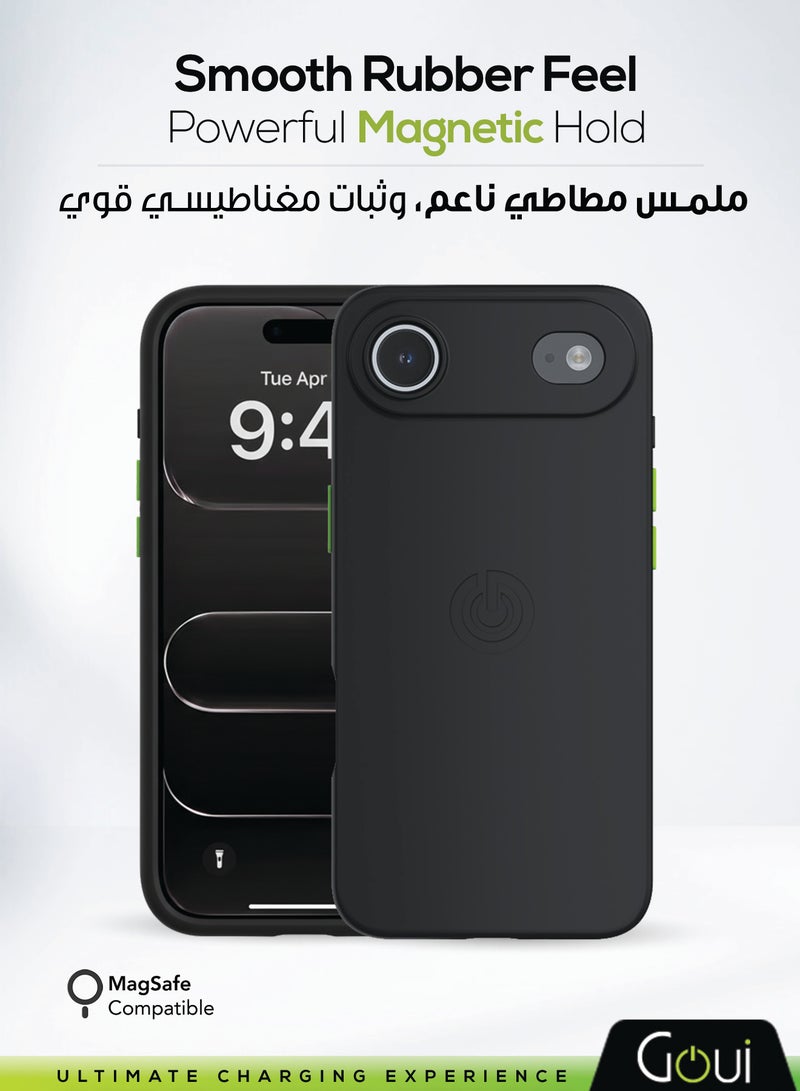 Goui iPhone 17 Air Case | Full-Coverage | MagSafe | Wireless Friendly | Colorful | Soft Touch | Magnetic Design for Mount Black Stone