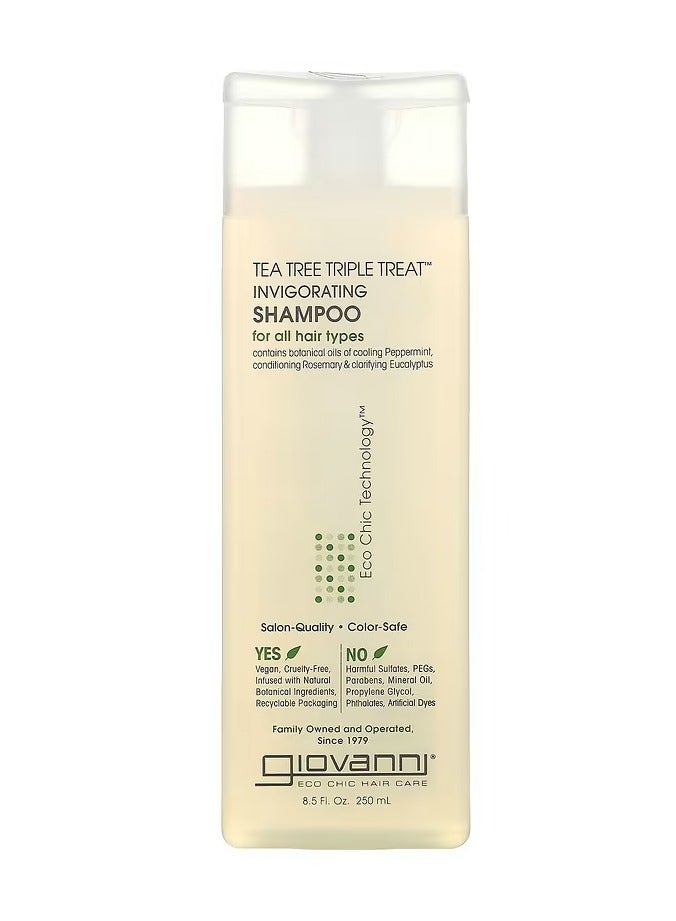 جيوفاني شامبو شجرة الشاي ثلاثي الفوائد، منشط، لجميع أنواع الشعر، 8.5 أونصة سائلة (250 مل) - Image 1