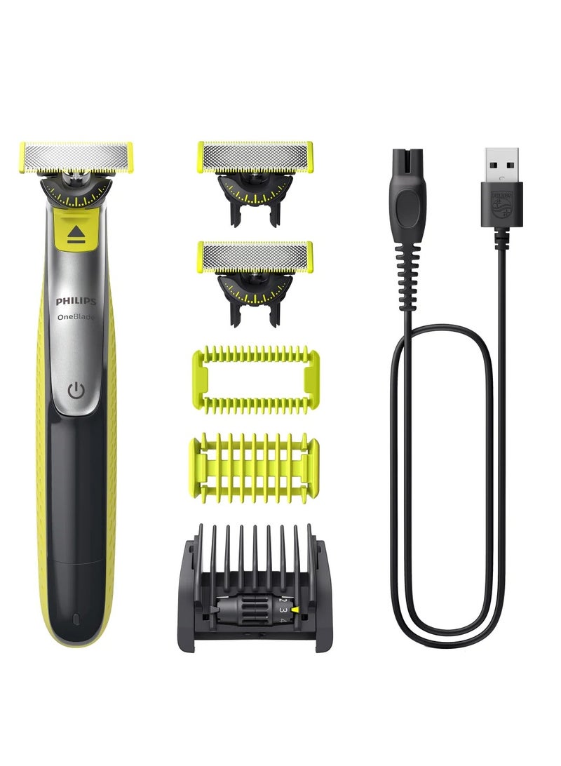 فيليبس مجموعة OneBlade 360 Pro | تشمل ماكينة حلاقة، 3 شفرات و 4 واقيات لتشذيب الجسم بالكامل QP2834/65 - Image 1