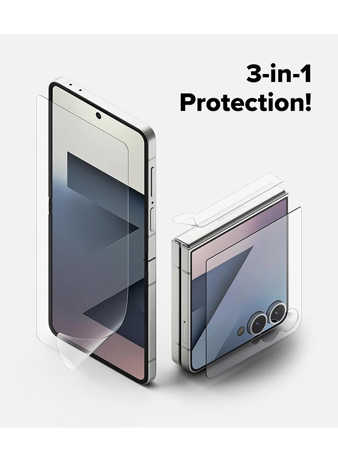 Ringke 3-in-1 Protector Pro Cover Display + Inner Screen + Foldable Hinge, Designed for Samsung Galaxy Z Flip 7 Screen Protector - Clear - Image 3