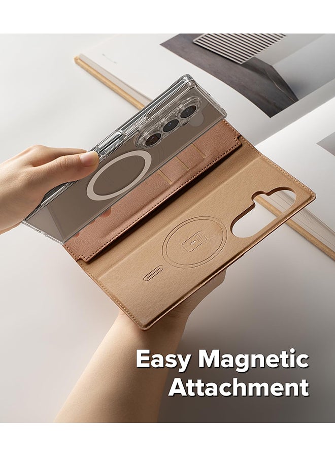 Ringke Folio Wallet Magnetic for Samsung Galaxy Z Fold 7 Case, Detachable Wallet Premium Leather Phone Cover for Magsafe Case - Brown - Image 4