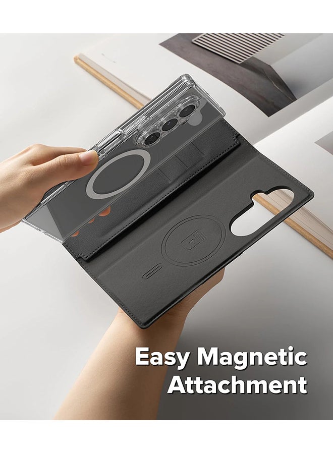 Ringke Folio Wallet Magnetic for Samsung Galaxy Z Fold 7 Case, Detachable Wallet Premium Leather Phone Cover for Magsafe Case - Black - Image 4