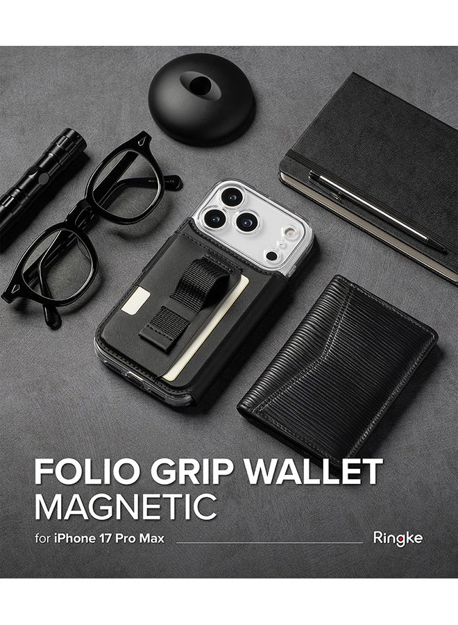 Ringke Folio Wallet Magnetic for iPhone 17 Pro Max Case, Detachable Wallet Premium Leather Phone Cover for Magsafe Case - Black - Image 2