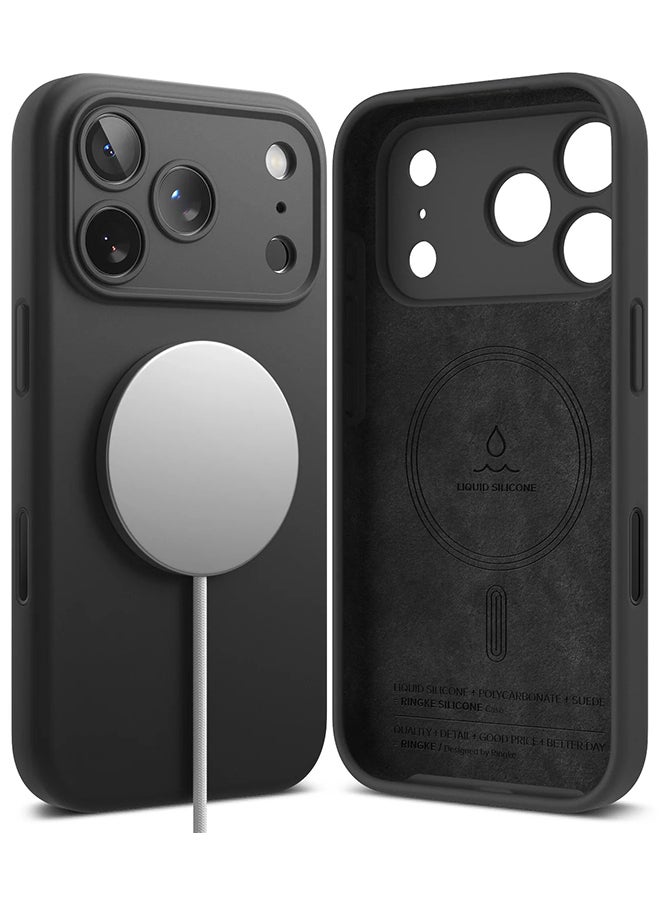Ringke Silicone Magnetic For iPhone 17 Pro Max Case Cover Powerful Magnet Long Lasting Silky Feel Anti-Fingerprint - Black - Image 1