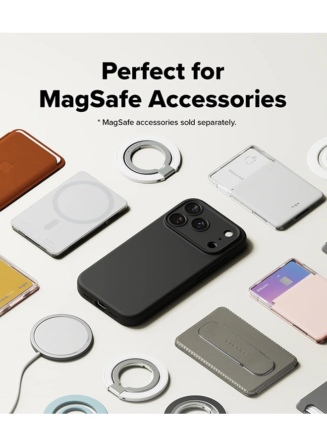 Ringke Silicone Magnetic For iPhone 17 Pro Max Case Cover Powerful Magnet Long Lasting Silky Feel Anti-Fingerprint - Black - Image 5