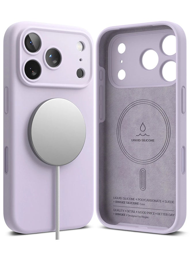 Ringke Silicone Magnetic For iPhone 17 Pro Max Case Cover Powerful Magnet Long Lasting Silky Feel Anti-Fingerprint - Light Purple - Image 1
