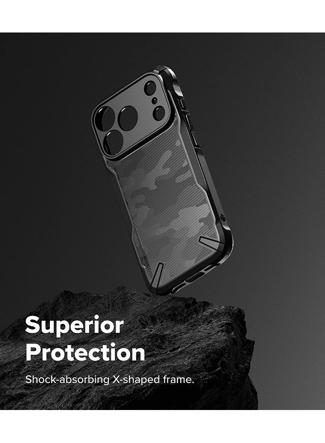 Ringke Fusion-X For iPhone 17 Pro Max Case Cover Transparent Hard Back Soft Flexible TPU Bumper Shockproof Protection Phone Cover - Camo Black - Image 3