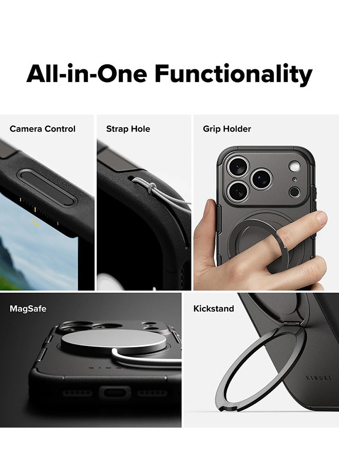 Ringke Alles For iPhone 17 Pro Case, For Magsafe Protective Case with Stand Powerful Magnetic Cover Kickstand Rugged Phone Case Cover - Gun Metal - Image 3