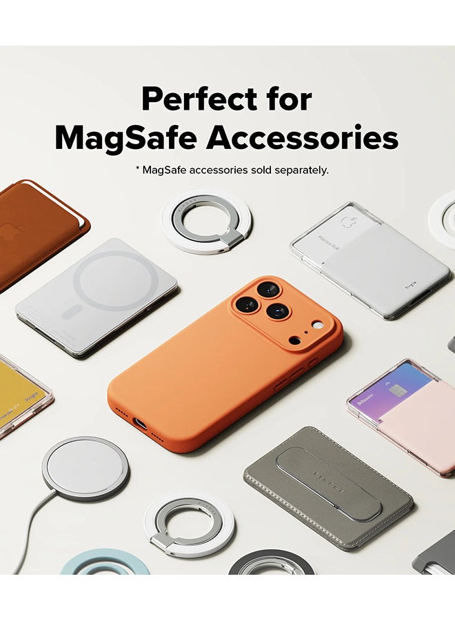 Ringke Silicone Magnetic For iPhone 17 Pro Case Cover Powerful Magnet Long Lasting Silky Feel Anti-Fingerprint Back Cover - Tangerine - Image 5