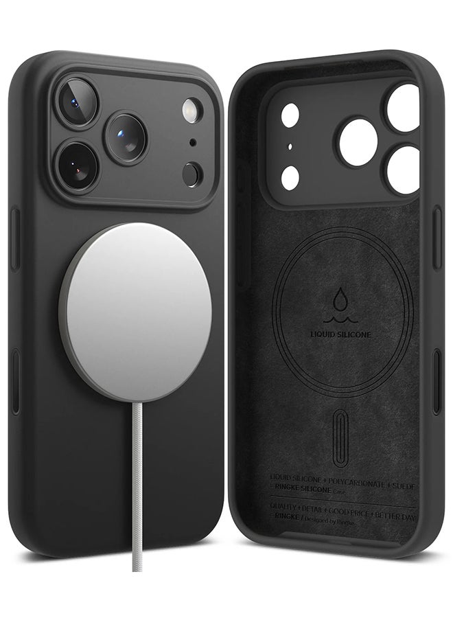 Ringke Silicone Magnetic For iPhone 17 Pro Case Cover Powerful Magnet Long Lasting Silky Feel Anti-Fingerprint Back Cover - Black - Image 1
