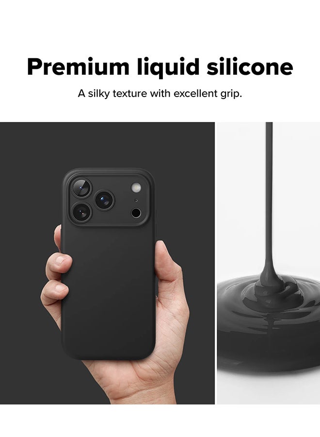 Ringke Silicone Magnetic For iPhone 17 Pro Case Cover Powerful Magnet Long Lasting Silky Feel Anti-Fingerprint Back Cover - Black - Image 4