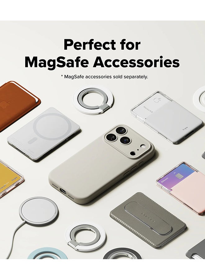 Ringke Silicone Magnetic For iPhone 17 Pro Case Cover Powerful Magnet Long Lasting Silky Feel Anti-Fingerprint Back Cover - Stone - Image 5