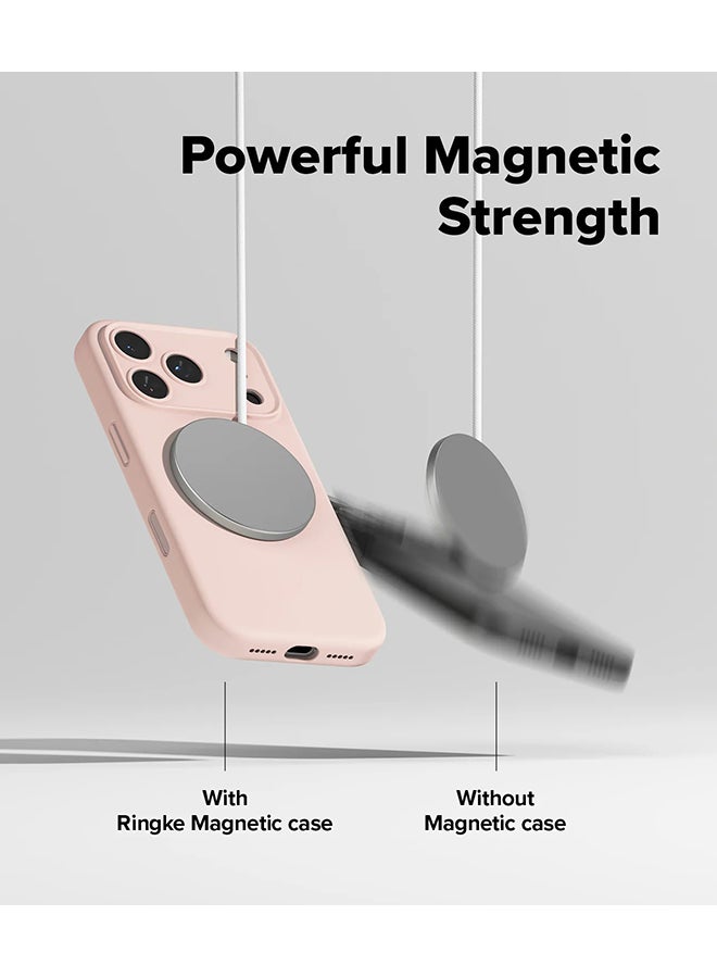 Ringke Silicone Magnetic For iPhone 17 Pro Case Cover Powerful Magnet Long Lasting Silky Feel Anti-Fingerprint Back Cover - Pink Sand - Image 5
