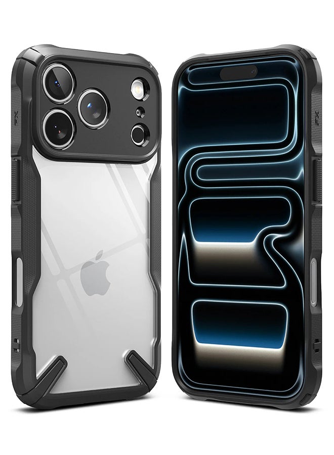 Ringke Fusion-X For iPhone 17 Pro Case Cover Transparent Hard Back Soft Flexible TPU Bumper Scratch Resistant Shockproof Protection Back Phone Cover - Black - Image 1
