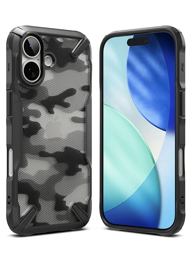 Ringke Fusion-X For iPhone 17 Case Cover Transparent Hard Back Soft Flexible TPU Bumper Scratch Resistant Shockproof Protection Back Phone Cover - Camo Black - Image 1