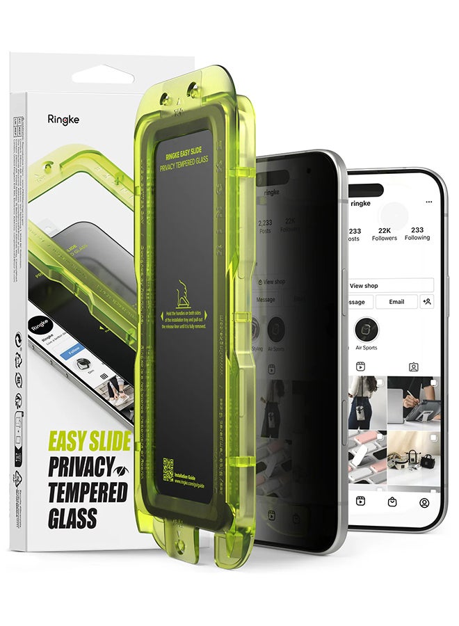 Ringke Privacy Tempered Glass Easy Slide, Anti Spy For iPhone 17 Air Screen Protector,Case Friendly Privacy Screen Protector - 2 pack, w installation Jig - Image 1