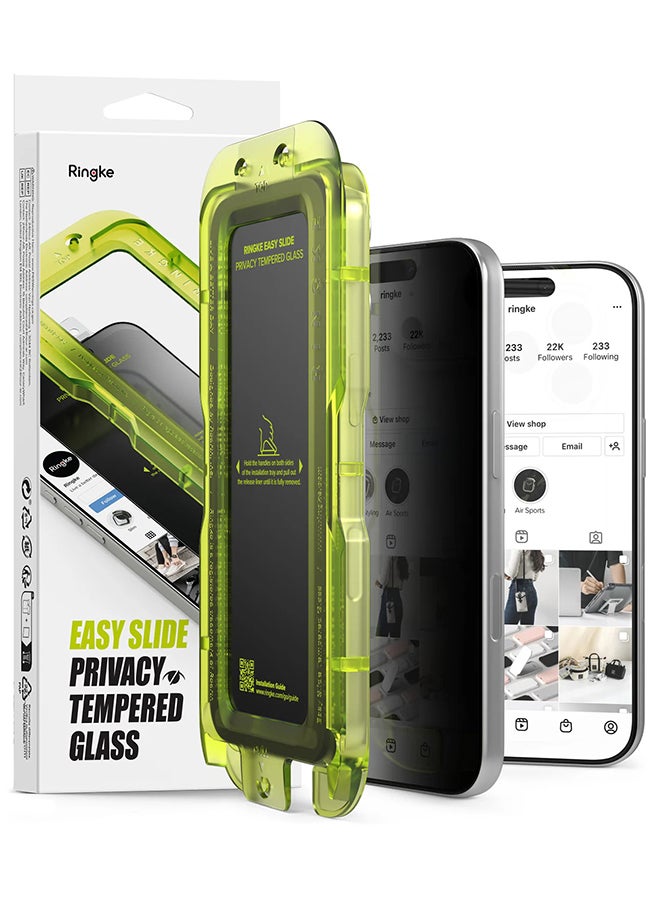 Ringke Privacy Tempered Glass [Easy Slide ] [Anti Spy] For iPhone 17 Pro Screen Protector, Case Friendly Privacy Screen Protector- 2 Pack, W Installation Jig - Image 1