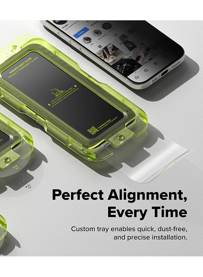 Ringke Privacy Tempered Glass Easy Slide, Anti Spy For iPhone 17 Screen Protector, Case Friendly Privacy Screen Protector - 2 Pack, W Installation Jig - Image 3