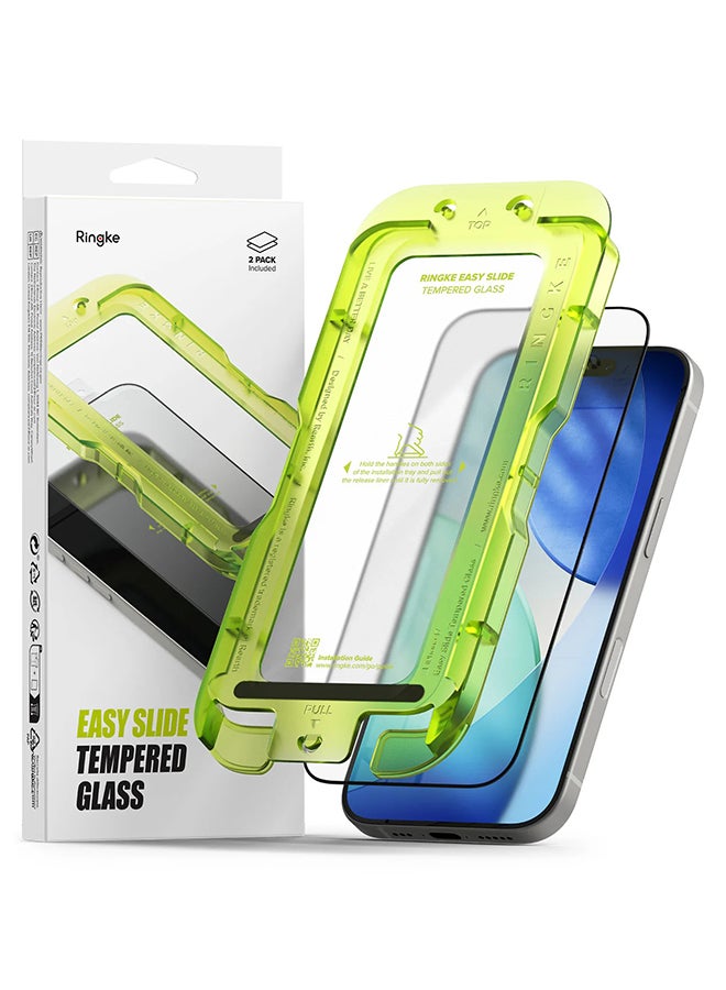 Ringke Tempered Glass [Easy Slide] For iPhone 17 Screen Protector, Case Friendly 9H Hardness, Anti-Scratch, Easy to Install - 2 Pack, W Installation Jig - Image 1