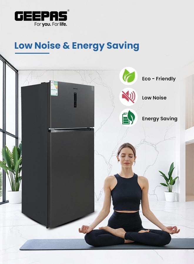 جيباس ثلاجة كبيرة بسعة 527 لتر ببابين: بدون صقيع، عاكس، صانع ثلج دوار، ودرجة حرارة رقمية - Image 5