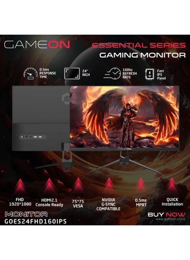 GAMEON 24 Inch Gaming Monitor | FHD 1080p, 160Hz Refresh Rate, 0.5ms MPRT, Fast IPS Panel, HDMI 2.1, Adaptive Sync, Low Blue Light, Frameless Design for PC, Console, PS5, Xbox, Esports & Work black - Image 2