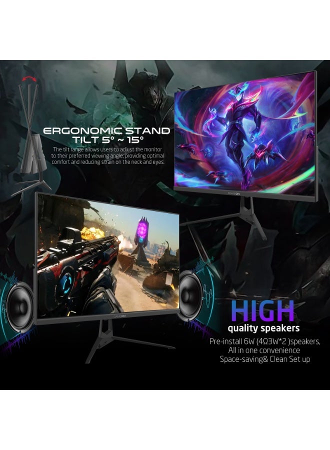 GAMEON 24 Inch FHD Gaming Monitor – 144Hz Fast IPS, 0.5ms MPRT, HDR10, FreeSync & G-Sync Compatible, HDMI 2.1, DisplayPort, Built-in Speakers, Flicker-Free, VESA Mount Black - Image 2