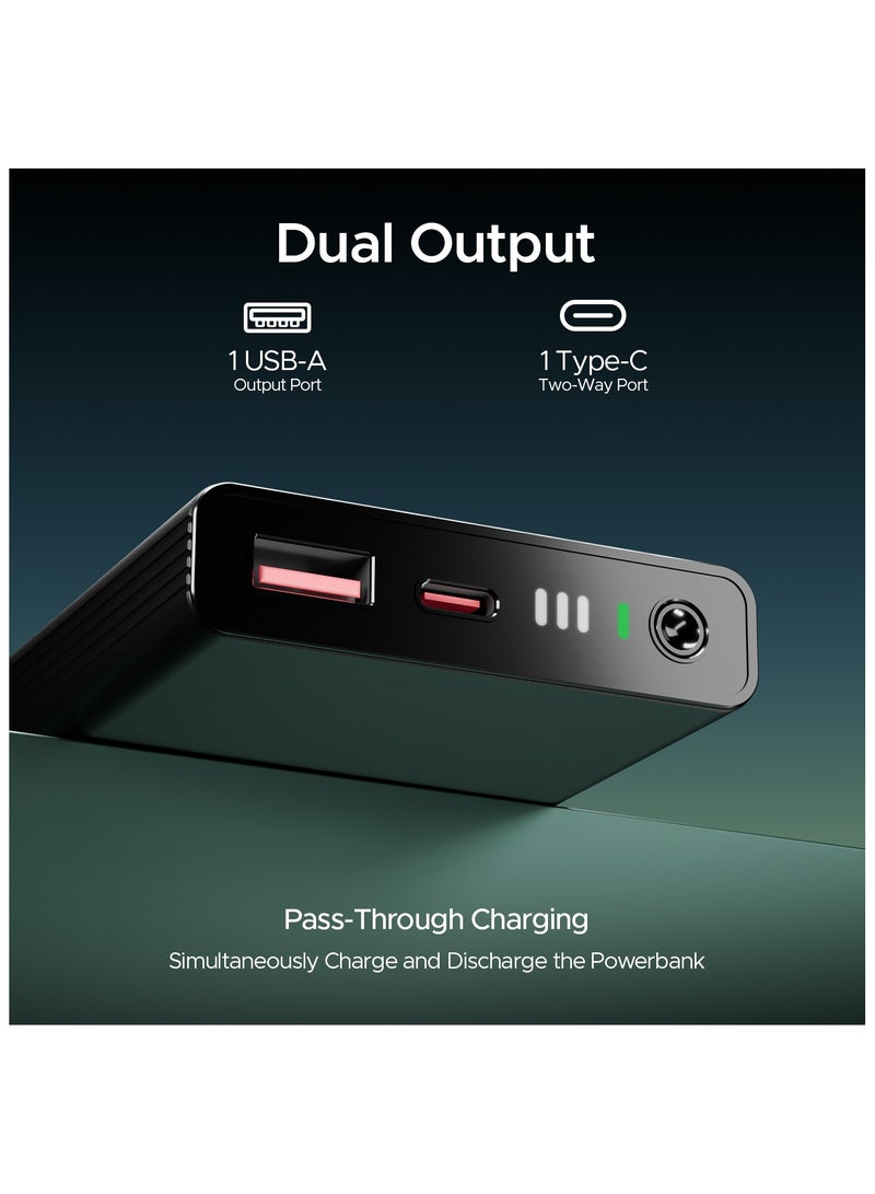 boAt 10000 mAh Energyshroom PB300 Pro 10000mAh | Pocket Size Compact Power Bank, USB Type-C Input (2-Way Port), Pass-Through Charging, Compatible with Tablets, Smartphones, Earbuds, Smartwatch Carbon Black - Image 1