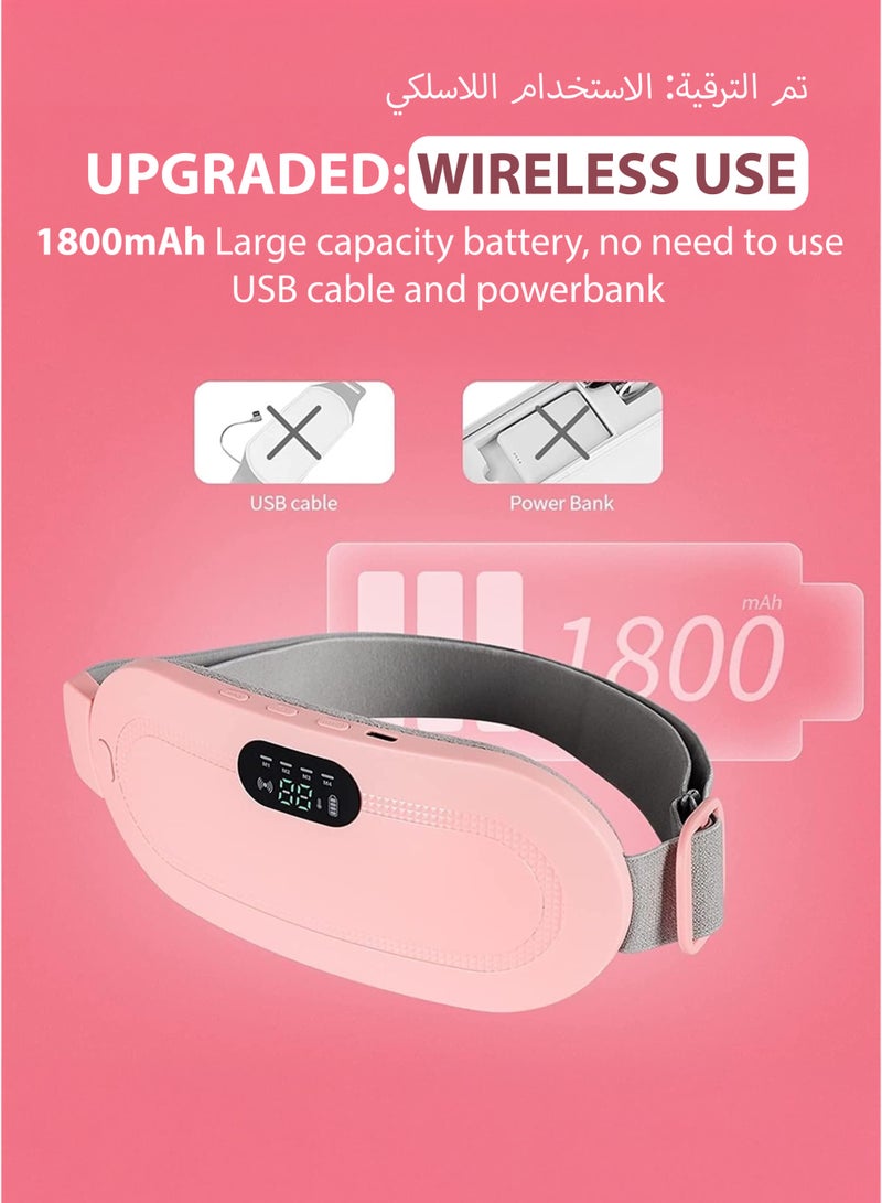 توشيونيكس Wireless Menstrual Heating Pad – Portable and Cordless Period Therapeutic Heat Belt with 3 Adjustable Heating Temperature and 4 Vibration Modes for Dysmenorrhea Menstrual Period Relaxation Comfort and Support – Abdominal, Back, Belly and Stomach Cramp, Discomfort and Tension Relief – Perfect Gift for Women, Pink - Image 3